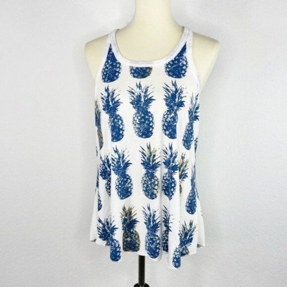 NEW Chaser Indigo Pineapples Racerback Graphic Tee Tank Size M - Picture 1 of 8